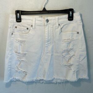 American Eagle Outfitters White Distressed Stretch Skirt